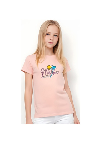 Fyk Kids Kız Çocuk Basic Malibu Baskılı T-shirt Somon
