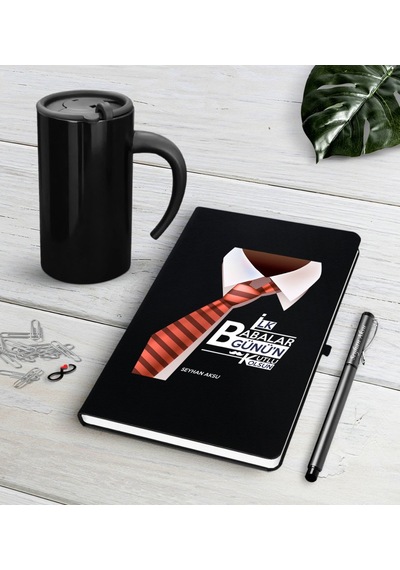 Kişiye Özel İlk Babalar Günün Kutlu Olsun Siyah Defter Kalem Term N11.3517 Siyah