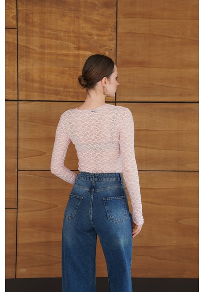 Verymoda Dantel Bluz F2092 Pembe