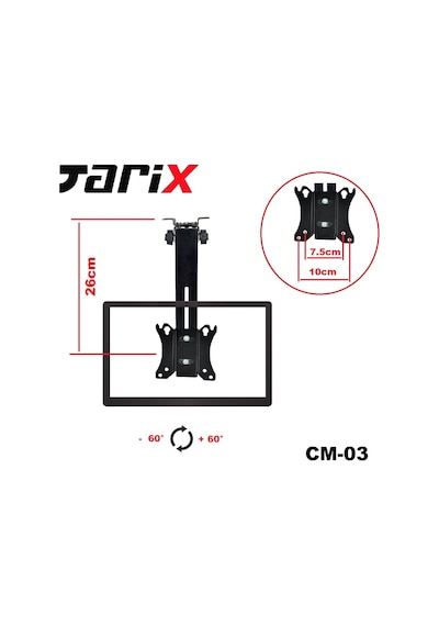 Tarix Cm-03 Eğimli Tavan Askı Aparatı 17"-27"
