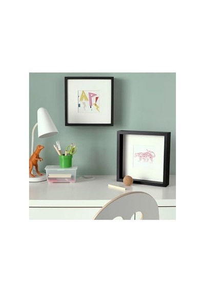 Ikea Sannahed 25x25 Cm Siyah Derin Kutu Çerçeve, Ahşap Fotoğraf Resim Çerçevesi Açık Bej