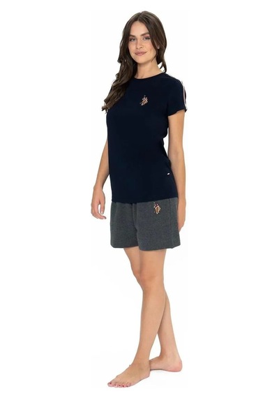 U.s. Polo Assn. Kadın Yuvarlak Yaka Alt Üst Pijama Şort Takım Lacivert 2xl