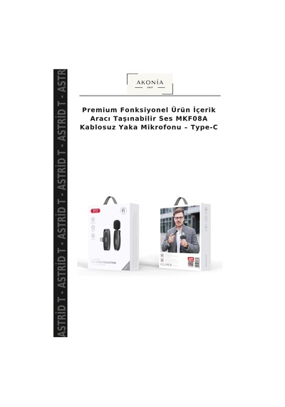 Premium Fonksiyonel Ürün İçerik Aracı Taşınabilir Ses Mkf08a Kablosuz Yaka Mikrofonu Type-c