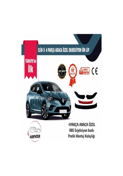 Reanault Clio 5 Aksesuar Kırmızı 4 Parça Tampon Ek Ön Lip