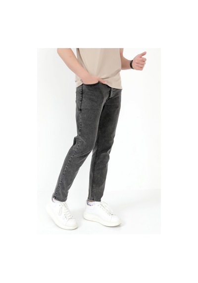 Giysa Erkek Skinny Jean Füme Kar Yıkama Düğme Kapamalı Likralı Kot Pantolon - 5602 Füme