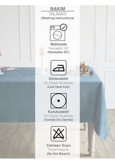 Daily Series Kadife Dokulu Derin Mavi Rengi Masa Örtüsü Derin Mavi