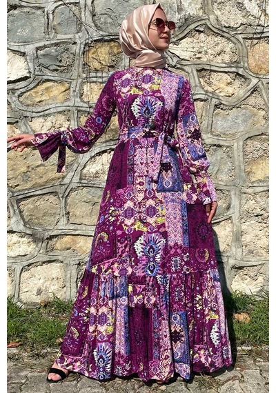 Rabia Şamlı Nehir Elbise Leylak Normal
