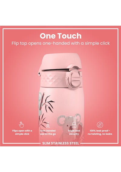 Ion8 - Paslanmaz Çelik İnce Suluk - Koala - 600 Ml - Sızdırmaz Çok Renkli