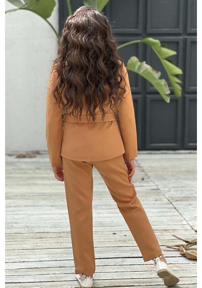 Riccotarz Kız Çocuk Yakası Fırfır Tüllü Dik Yaka Kazak Blazer Ceket Kırçılı Kemer Kahverengi Alt Üst Takım Kahverengi Riccotarz Kız Çocuk Yakası Fırfır Tüllü Dik Yaka Kazak Blazer Ceket Kırçılı Kemer Kahverengi Alt Üst Takım Kahverengi