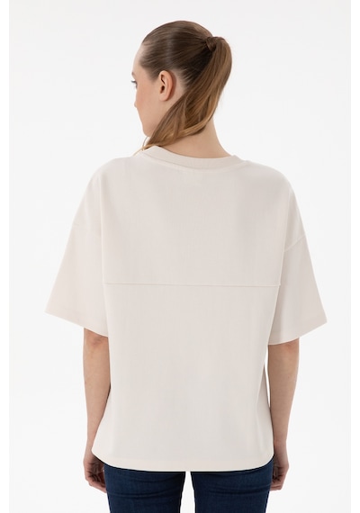 U.S. Polo Assn. Kadın Krem Oversize Bisiklet Yaka Tişört 50294482-VR071