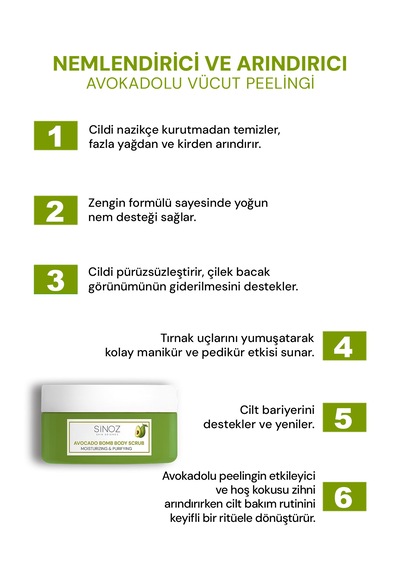 Sinoz Avokado Bomb Nemlendirici ve Arındırıcı Bakım Seti 3'lü