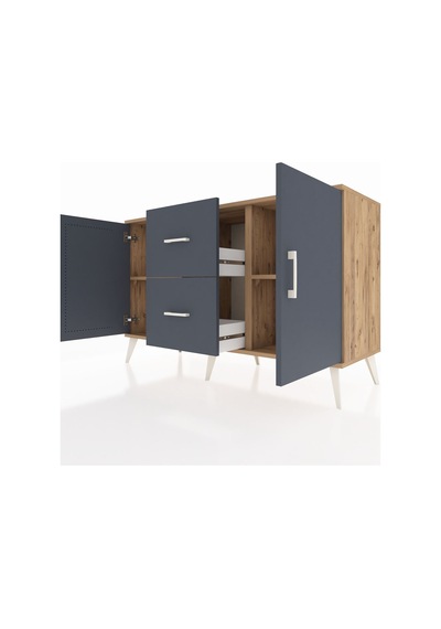 Hyperion Konsol 2 Raflı 2 Çekmeceli 2 Kapaklı 132x44x83 Çam-antrasit Antrasit Hyperion Konsol 2 Raflı 2 Çekmeceli 2 Kapaklı 132x44x83 Çam-antrasit Antrasit