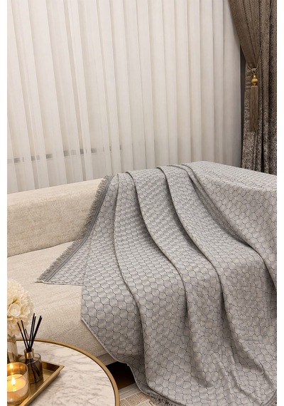 Villadia Home Textile Koltuk Örtüsü Koltuk Şalı Pamuklu Kaymaz Yumuşak Yıkanabilir 3 Lü Koltuk Kanepe Tekli Koltuk Örtüsü Çok Amaçlı Örtü 170 X 220 Petekkltört