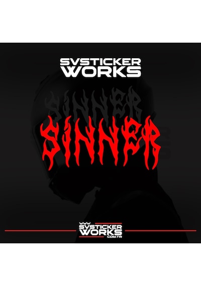 Sinner Kask Sticker Tüm Kasklar Uyumlu Tek Yön 1 Adet Kırmızı
