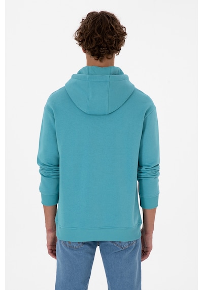 U.S. Polo Assn. Erkek Oversize Fit Kapüşonlu Şardonlu Mint Basic Sweatshirt 50313782-VR152