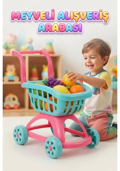 Meyveli Arabam - 6 Adet Meyveli Tekerlekli Alışveriş Arabalı Eğitici Oyuncak Seti 72659028