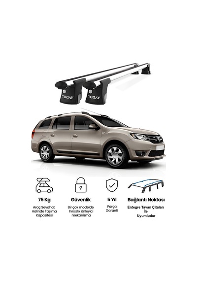 Trio-ı Dacia Logan 2013 Ve Sonrası Uyumlu Kilitli Ara Atkı 120cm Port Bagaj Tavan Barı