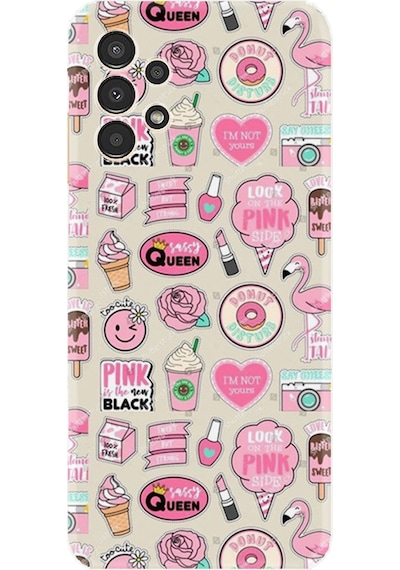 Samsung Uyumlu Galaxy A14 Kılıf Resimli Desenli Baskılı Silikon Donut Flamingo 1415