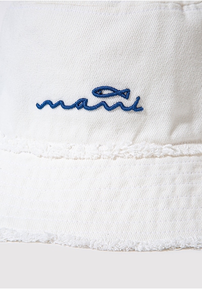Mavi - Mavi Nakışlı Beyaz Bucket Şapka 1913102-620
