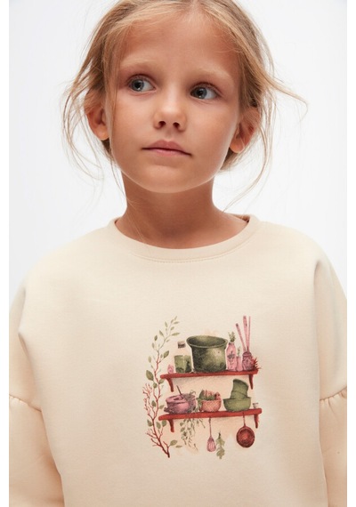 Xo Kids Kiz Çocuk Sweatshirt 4-8 Yaş 37518 Krem