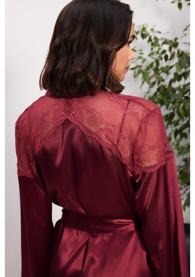 Pierre Cardin 6'lı Bordo Uzun Gecelik Sabahlık Set 6035 Bordo