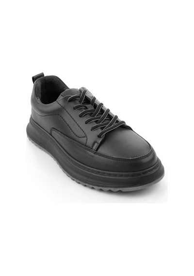 Siyah Hakiki Deri Erkek Sneaker E01535415003 Siyah