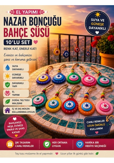 Nazar Boncuğu Duvar Balkon Bahçe Süsü