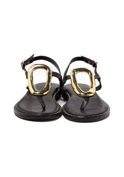 19 Black Sandalet Kadın 22035 Myconian 2025 Greek Sandal Siyah