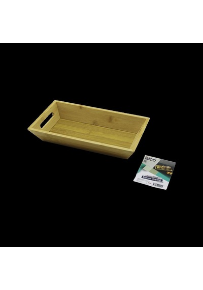 Hubrendy Tedarik Bambu Dikdörtgen Sunum Tepsisi 16x30x4.5 Cm Çift Kulplu