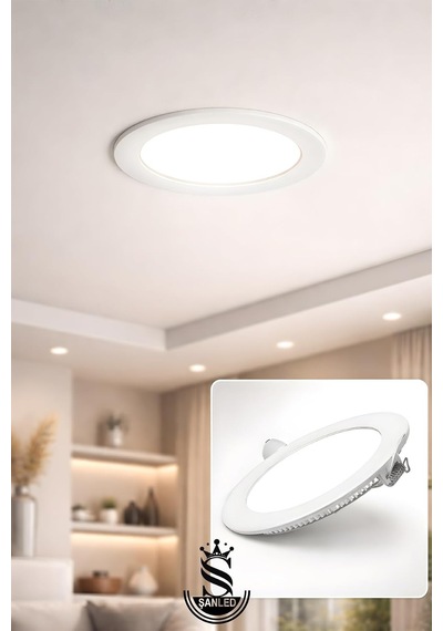 18w Tasarruflu Led Yuvarlak Beyaz/gün Işık Sıva Altı Slim Panel Tavan Aydınlatma Armatürü Beyaz-1 Adet Diğer