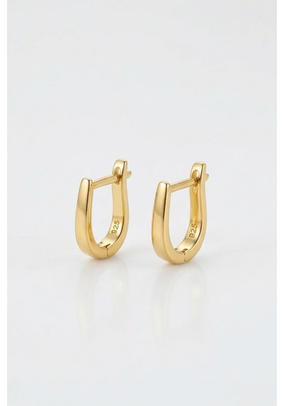 925 Ayar Gümüş Taşsız Minimal J Kadın Küpe 1,5 Cm Zarif Halka Küpe Gold
