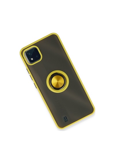 Realme C11 2021 Uyumlu Kılıf Montreal Yüzüklü Silikon Kapak - Sarı