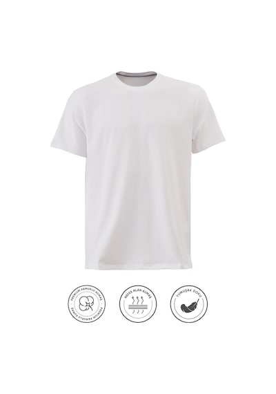 Elemge 3'lü Pamuk Likra Vücuda Oturan Magic Fit Erkek T-shirt Compact Penye Kısa Kol Esnek Tişört Elastan Siyah-beyaz-lacivert