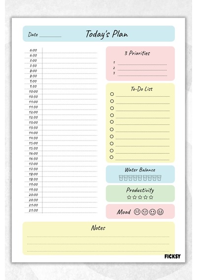 Günlük Planlayıcı - A4 Ebat Yapılacaklar - 30 Yaprak - Daily Planner - 0638 Çok Renkli