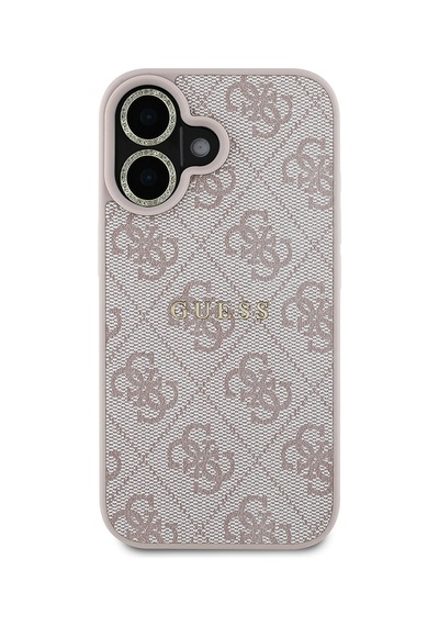 Apple Uyumlu iPhone 16 Guess Lisanslı 3'lü Aksesuar Seti Kılıf-ekran Koruyucu-lens Koruyucu Pembe
