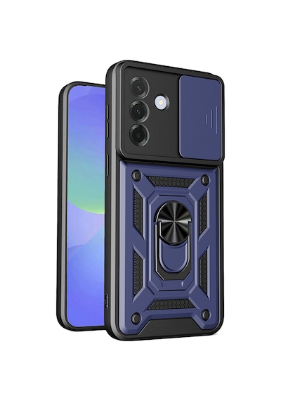 Teleplus Samsung Galaxy Uyumlu  A27 Kılıf Standlı Kamera Korumalı Slide Sürgülü Cover Kapak Lacivert