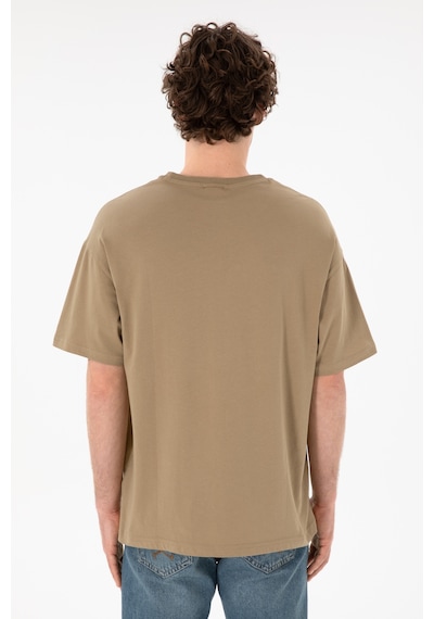U.S. Polo Assn. Erkek Oversize Fit Bisiklet Yaka Haki Tişört 50305859-VR027