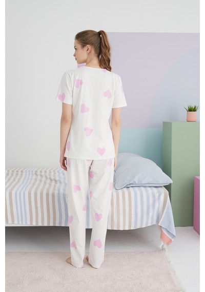 Siyah İnci Pamuklu Örme Pijama Takım 24117053 Çok Renkli
