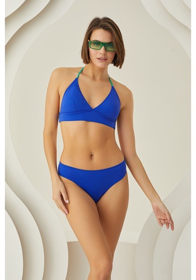 Loya Kadın Saks Mavi Nia Üçgen Tek Üst Bikini Saks Mavi
