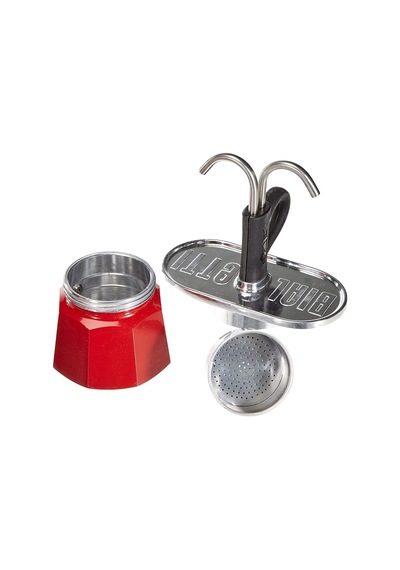 Set Mini Express: Ocak Üstü Espresso Pişirici + 2 Cups - Renk Kırmızı