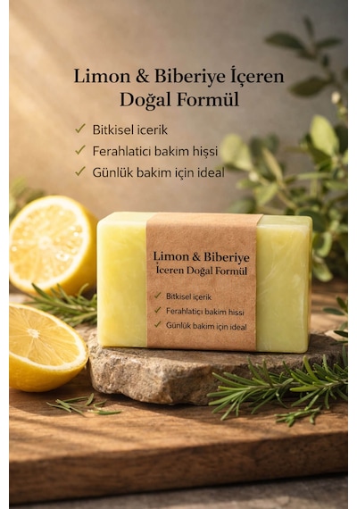 Limon & Biberiye Yağlı Cilt Bakım Sabunu- 120 Gr Limon