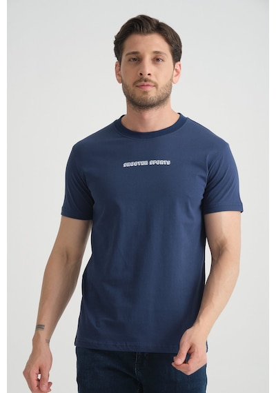 Shooter Sportwear Shooter Erkek Bisiklet Yaka Tişört Premium Pamuklu Yüksek Kalite Regular Fit İndigo