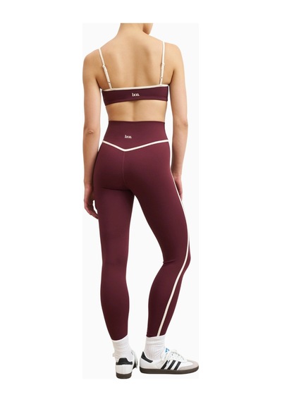 Because Of Alice Base Contrast Trim Leggings Yüksek Bel Şekillendirici Kadın Tayt Bordo