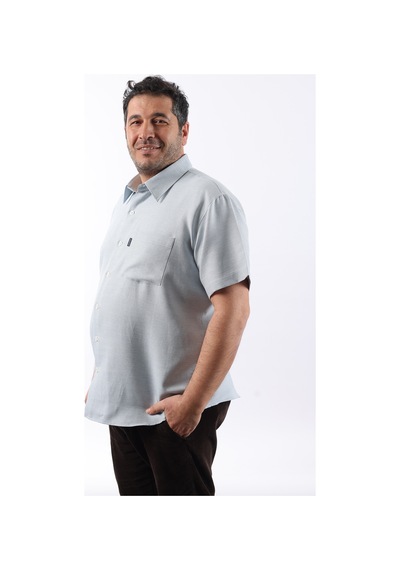 Tousus Kısa Kol Mint Yeşili-beyaz Petek Desenli Pamuklu Erkek Gömlek Kk-8053-tss