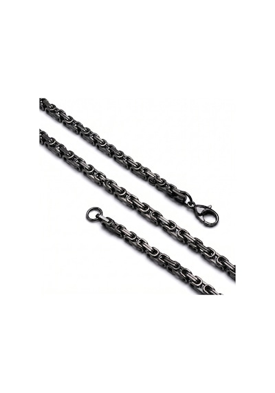 Sertifikalı Semtim Royal 5 Mm Siyah Kral Zincir Çelik Erkek Kolye 55 Cm