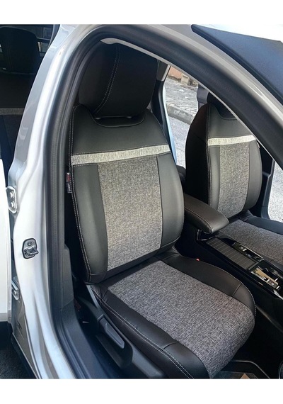 Citroen C4 2022 Uyumlu Arka Sırt 2+1 Model Gri Keten Siyah Deri Karışımı Gri Ip