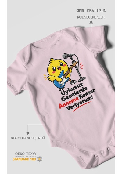Morivokids Anneye Özel Kısa Kollu Bebek Body %100 Pamuk Zbn226-kk Bebe Pembe