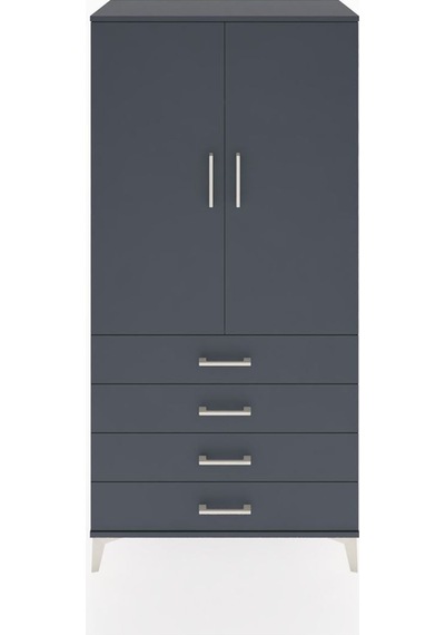Hyperion Dolap Tek Raflı 4 Çekmeceli Tek Askılı 88x44x182 Antrasit-antrasit Antrasit