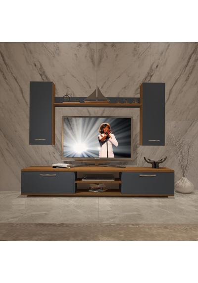 Decoraktiv Eko 7 Mdf Dvd Tv Ünitesi Tv Sehpası Ceviz - Antrasit