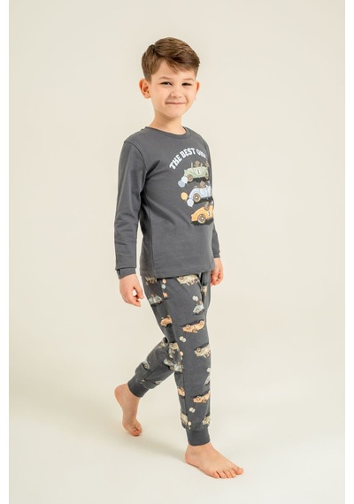 Rolypoly Erkek Çocuk The Best One Gri Uzun Kol Pijama Takım Rp3874-c-v2 Rp3874-c-v2